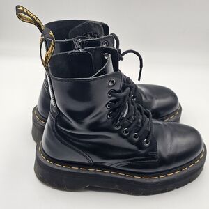 Dr Martens Jadon Platform Boots Black Leather Zip Combat Boots US Womens 8